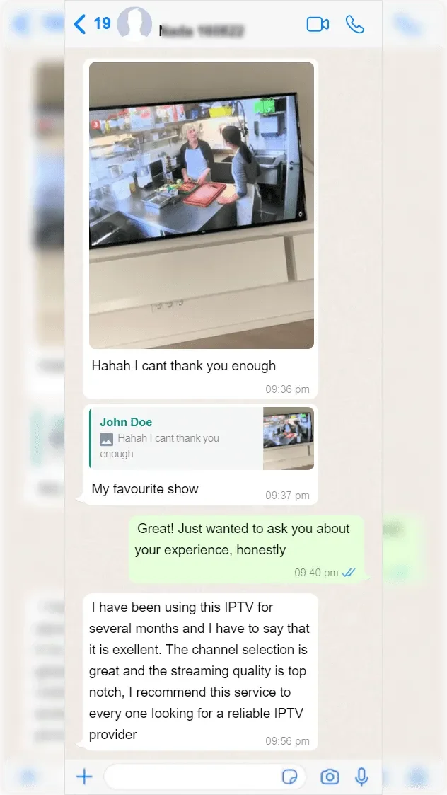 WhatsApp-Gespräch zwischen einem Abonnenten und dem IPTV Anbieter-Support — Screenshot 2 von 9