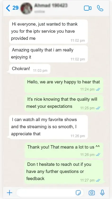 WhatsApp-Gespräch zwischen einem Abonnenten und dem IPTV Anbieter-Support — Screenshot 3 von 9